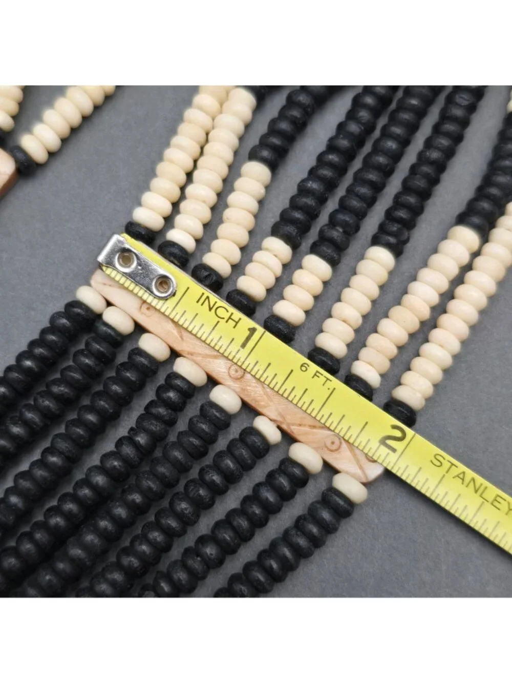 Vintage Naga Tribal Multi Strand Bovine Bone Necklace 19" Hand Carved Ethnic Bib - Picture 13 of 16
